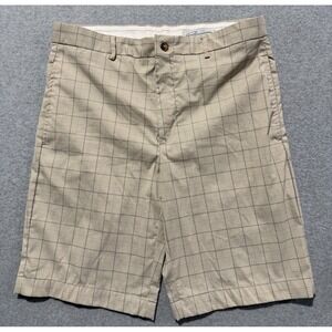 Greg Norman Beige Plaid Casual Golf Shorts Men's Size 34 Flat Front